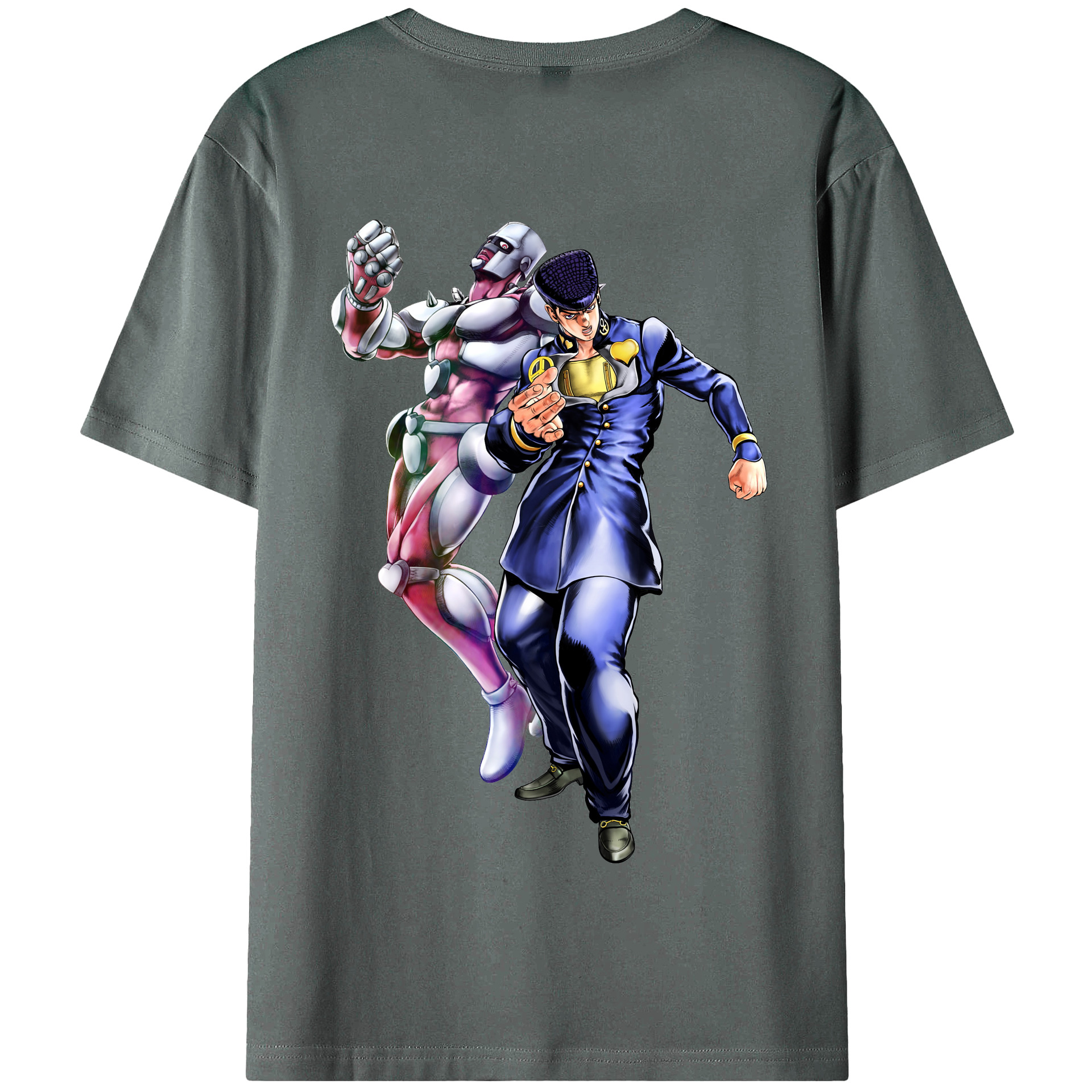 （画像用） ジョジョの奇妙な冒険 ひがしかた じょうすけ JoJo's Bizarre Adventure Higashikata Josuke 綿100％半袖Tシャツ（背面プリント）